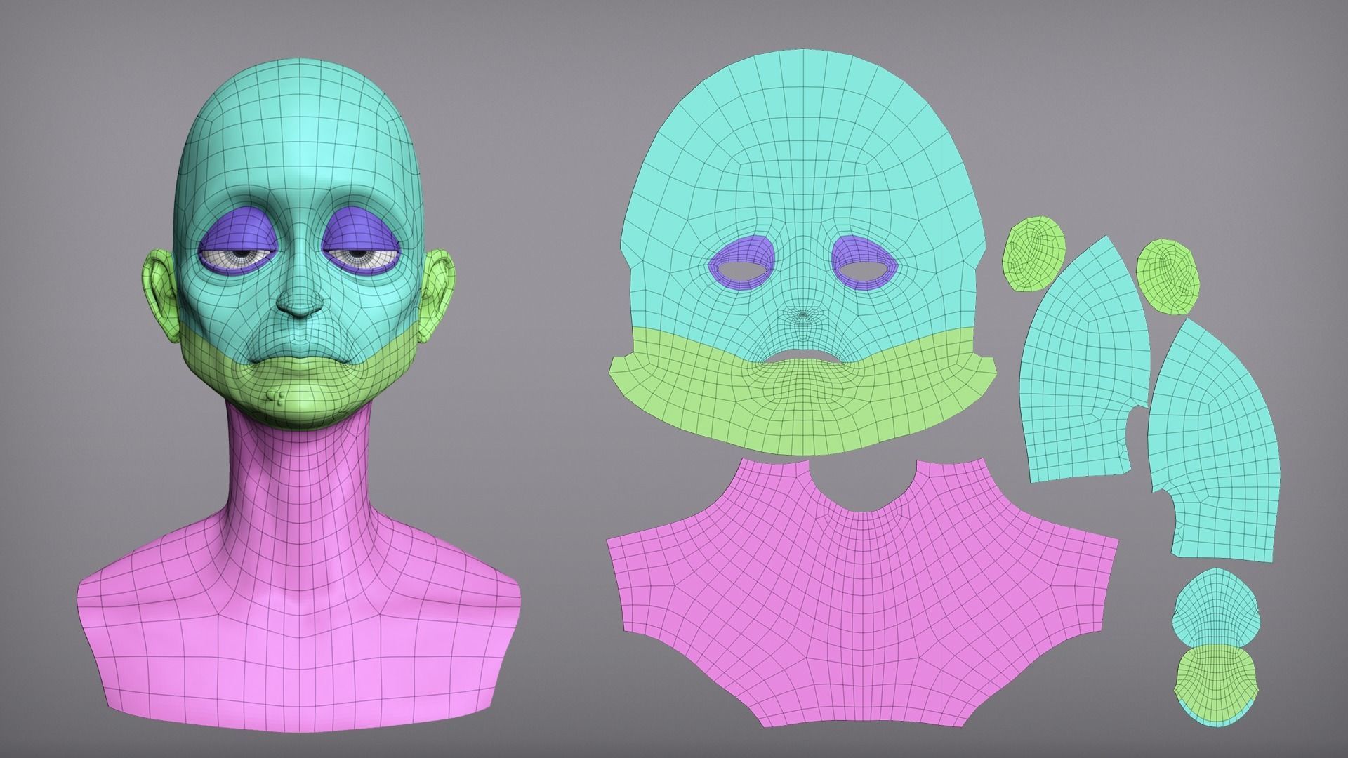 Cartoon female character Gloria base mesh 3D model_6