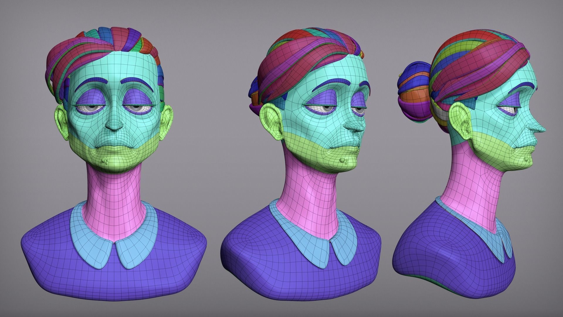 Cartoon female character Gloria base mesh 3D model_2