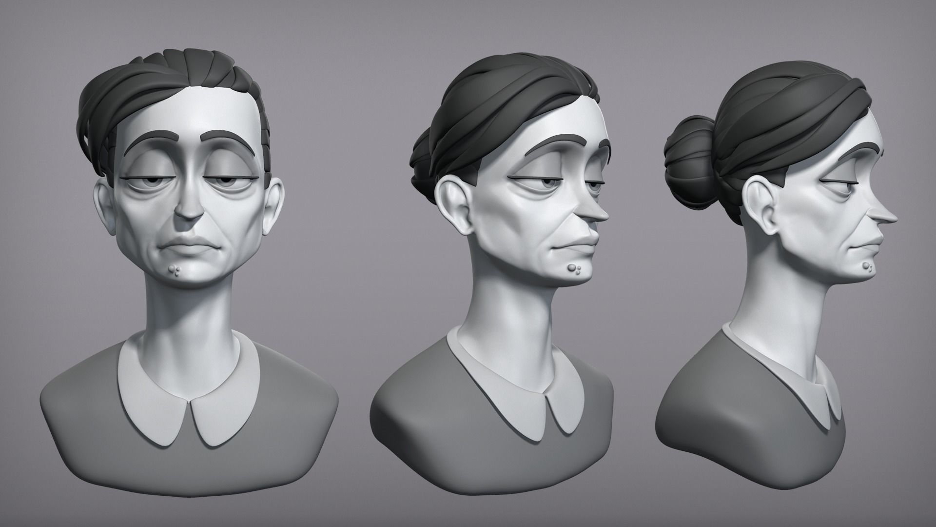 Cartoon female character Gloria base mesh 3D model_3