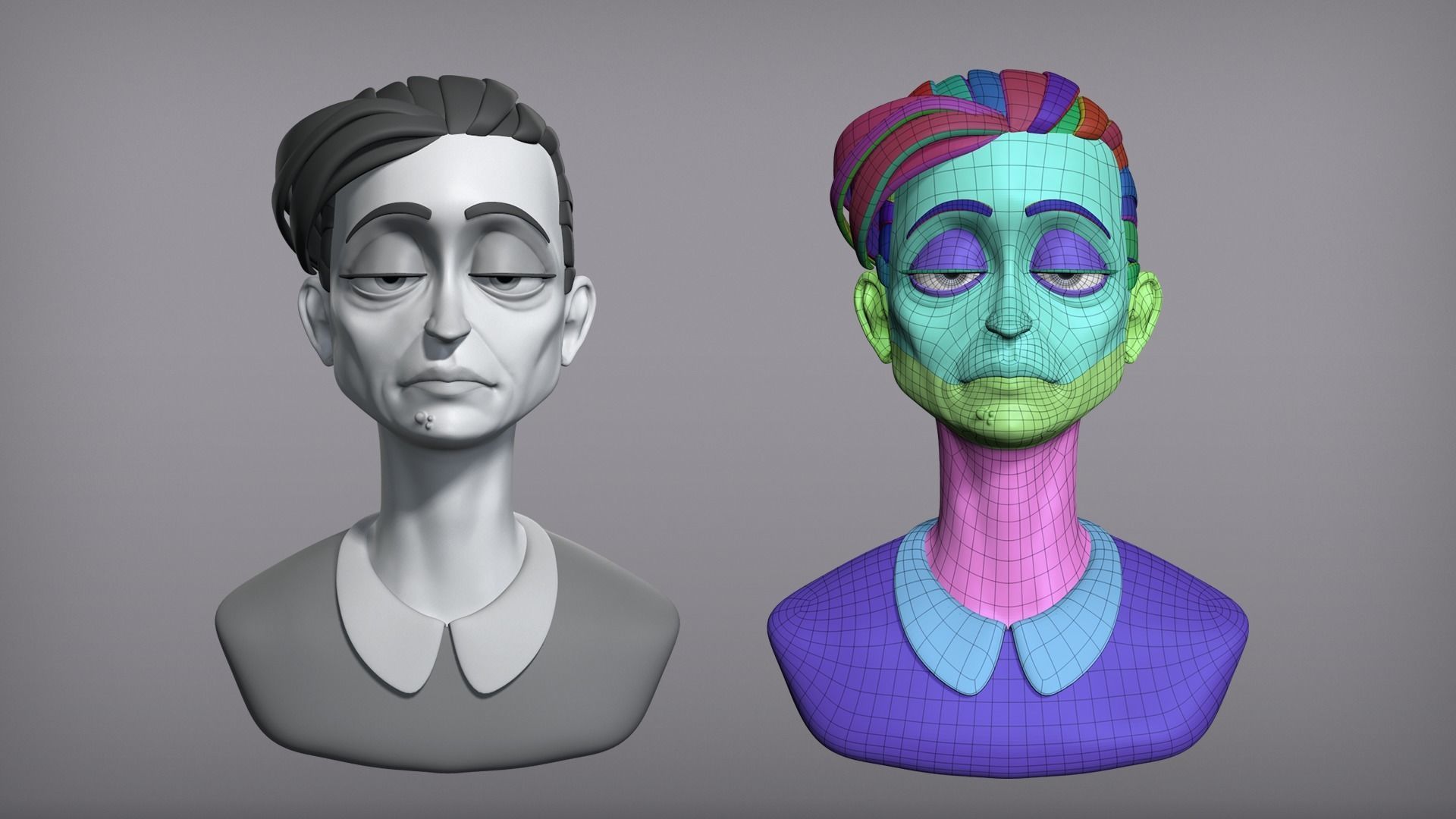 Cartoon female character Gloria base mesh 3D model_4