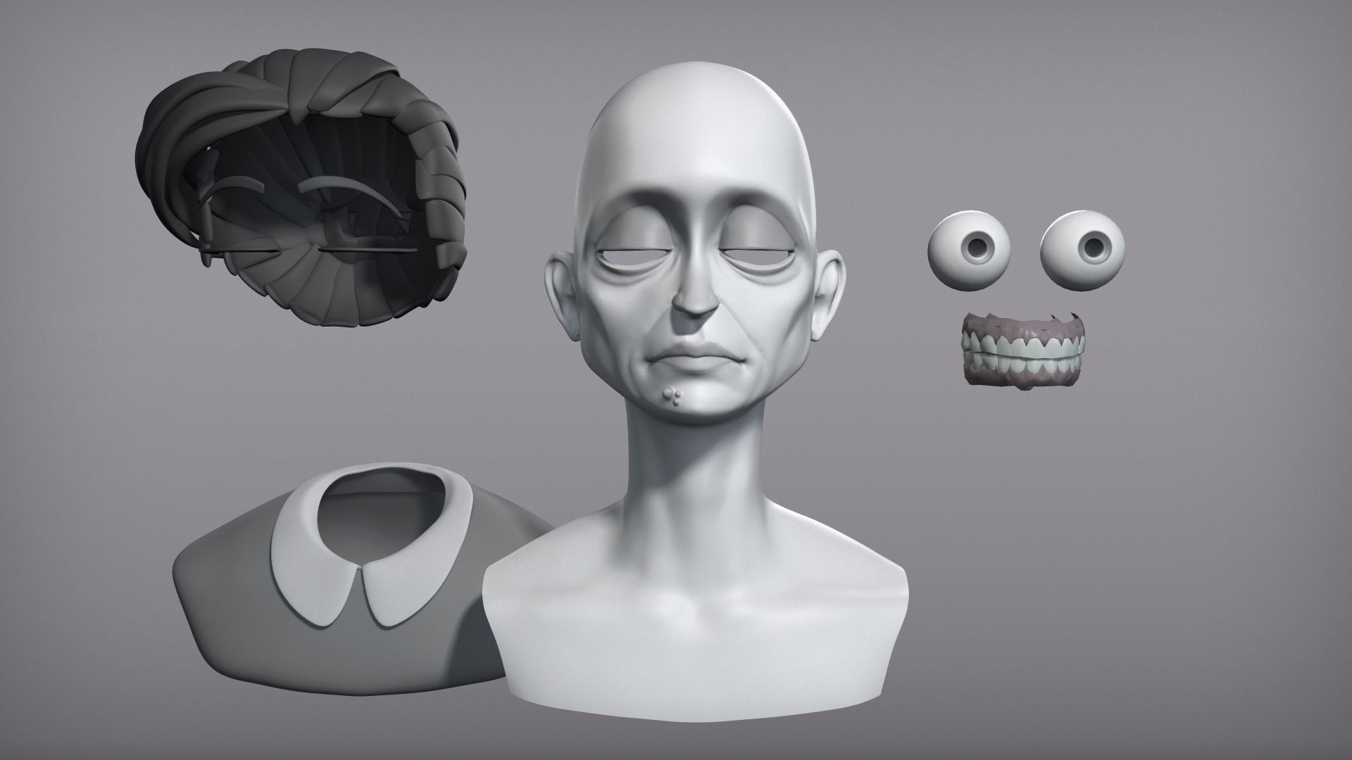 Cartoon female character Gloria base mesh 3D model_7