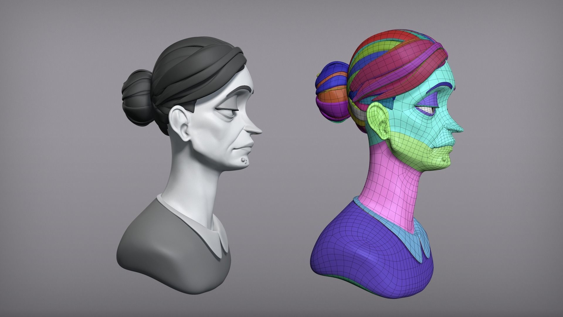 Cartoon female character Gloria base mesh 3D model_5