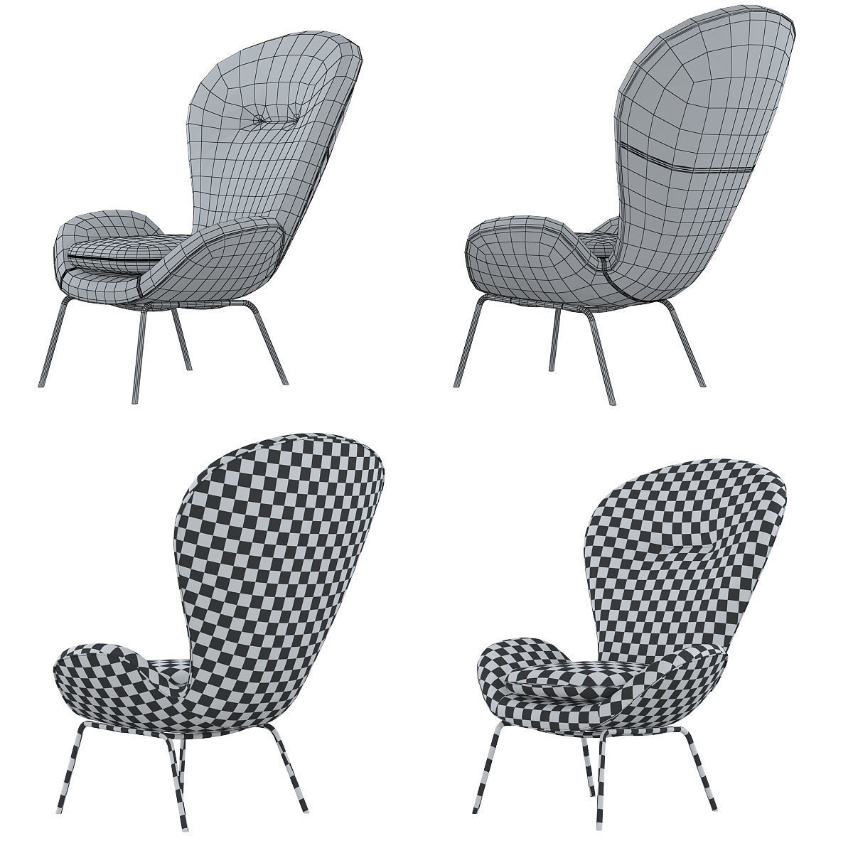 Rolf benz chairs 3d model Low-poly 3D model_5