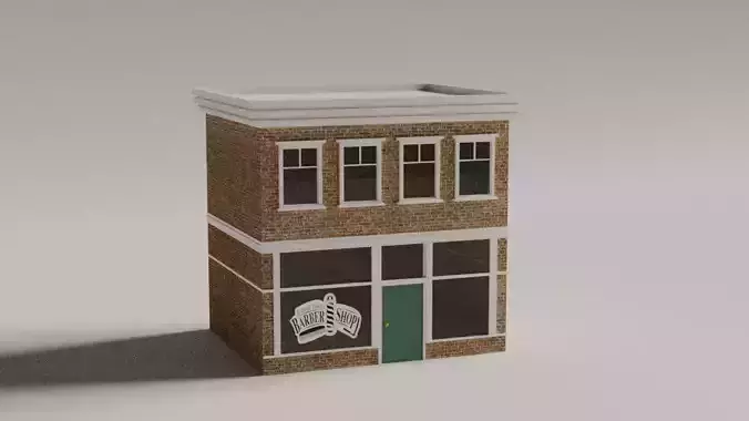 Low-Poly Small town main street shop