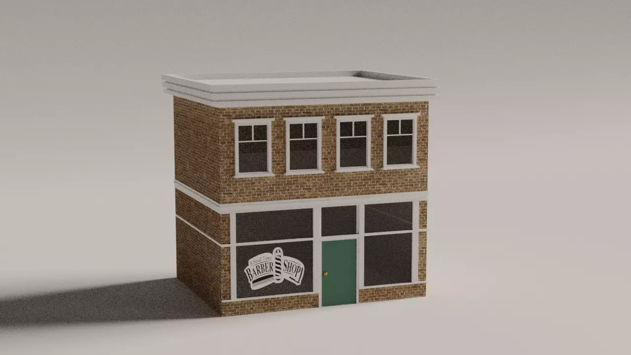 Low-Poly Small town main street shop Low-poly 3D model_0