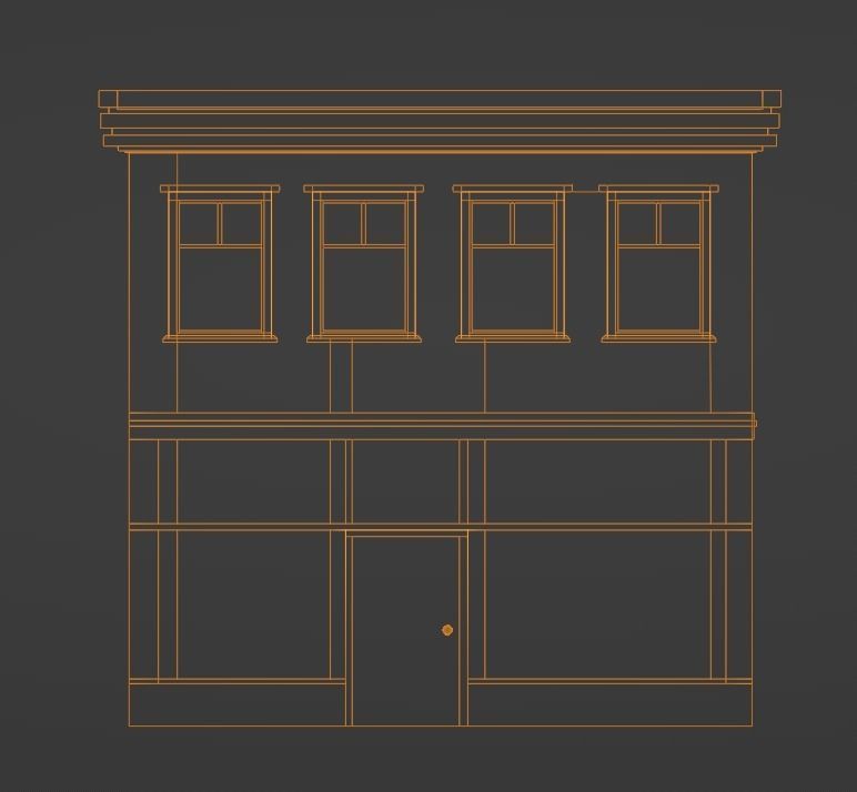 Low-Poly Small town main street shop Low-poly 3D model_4