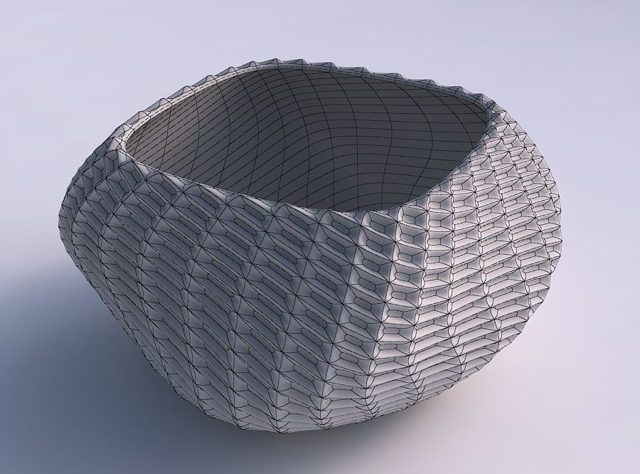 Bowl helix with bent extruded pattern 3D print model_5