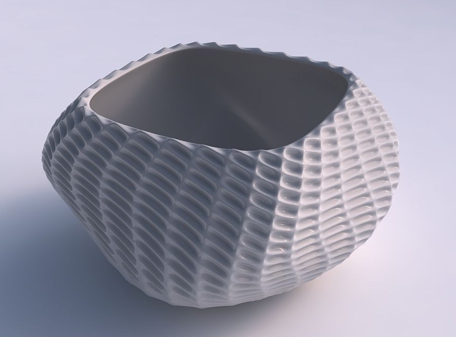 Bowl helix with bent extruded pattern 3D print model_0