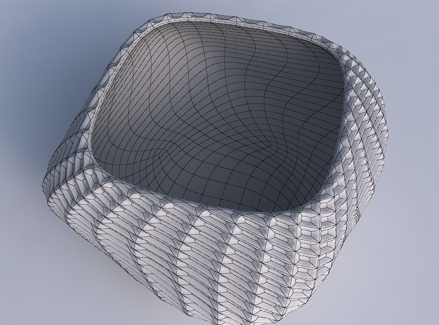 Bowl helix with bent extruded pattern 3D print model_6