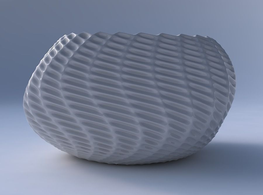 Bowl helix with bent extruded pattern 3D print model_4