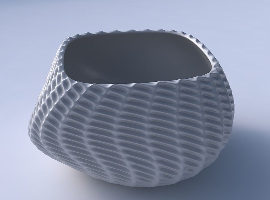 Bowl helix with bent extruded pattern 3D print model_3