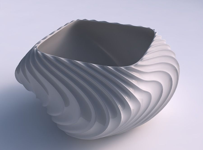 Bowl helix with wavy extruded lines 4 3D print model