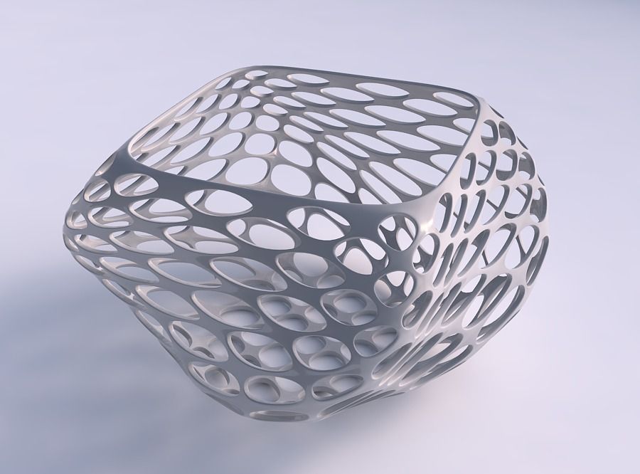 Bowl helix with bubble grid lattice 3D print model_0