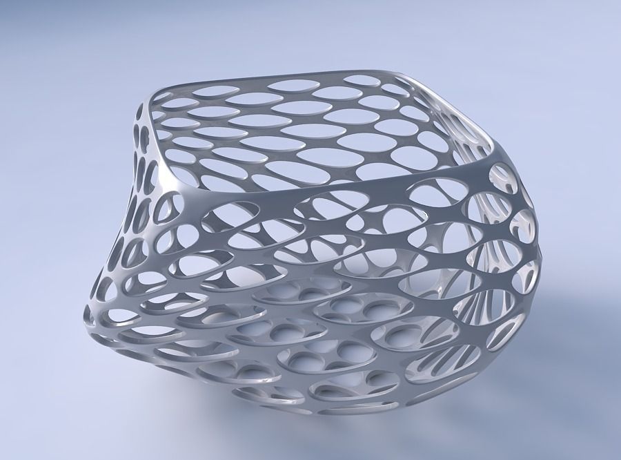 Bowl helix with bubble grid lattice 3D print model_3