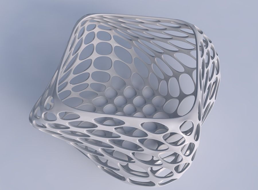 Bowl helix with bubble grid lattice 3D print model_1