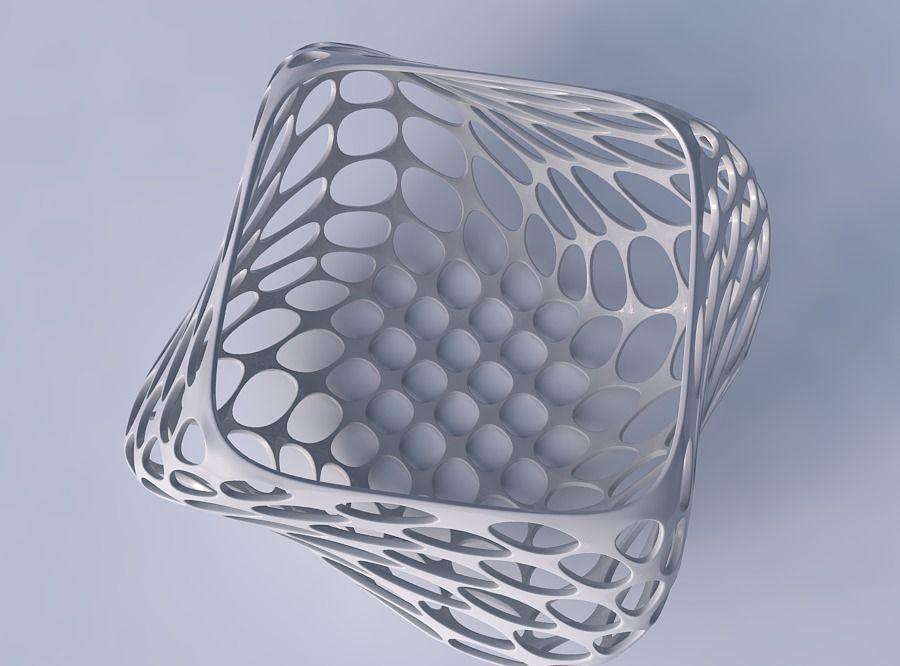 Bowl helix with bubble grid lattice 3D print model_2