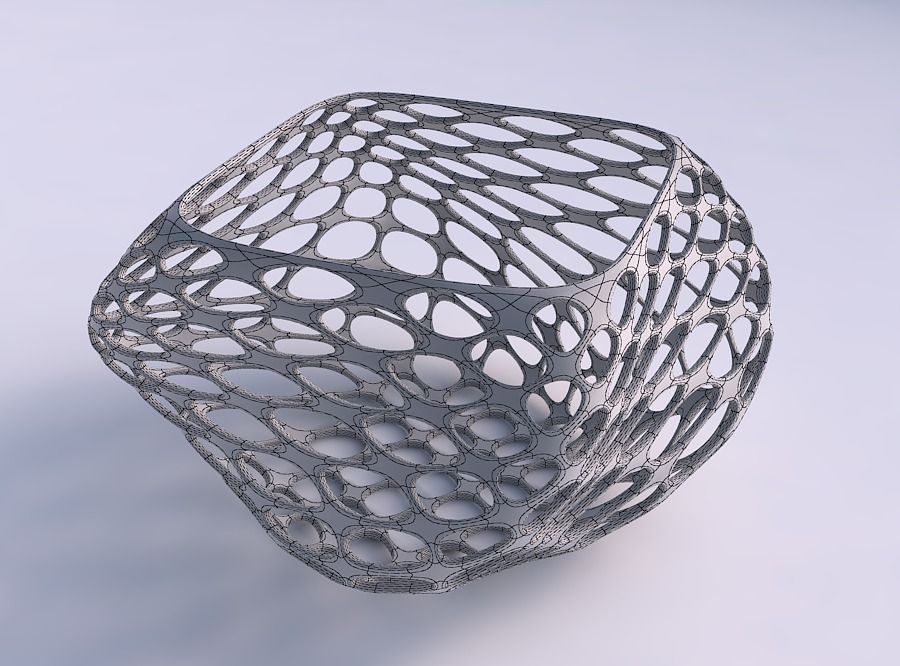 Bowl helix with bubble grid lattice 3D print model_5