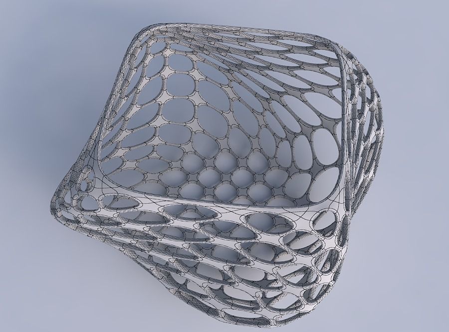 Bowl helix with bubble grid lattice 3D print model_6