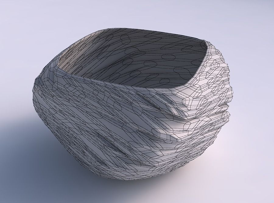 Bowl helix with twisted rocky bulges 3D print model_5