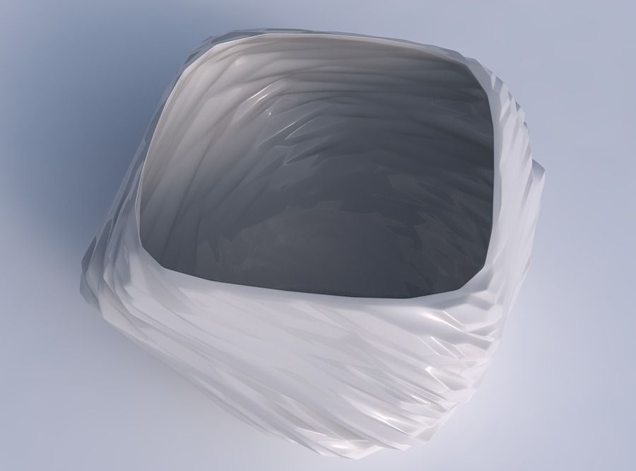 Bowl helix with twisted rocky bulges 3D print model_1