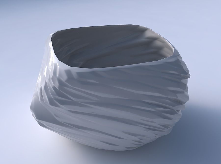 Bowl helix with twisted rocky bulges 3D print model_3