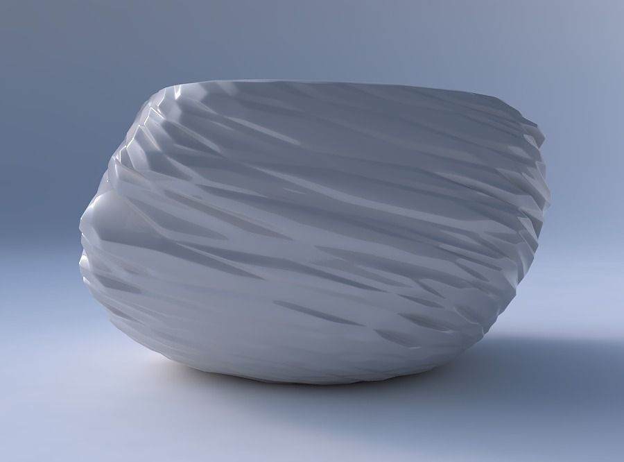 Bowl helix with twisted rocky bulges 3D print model_4