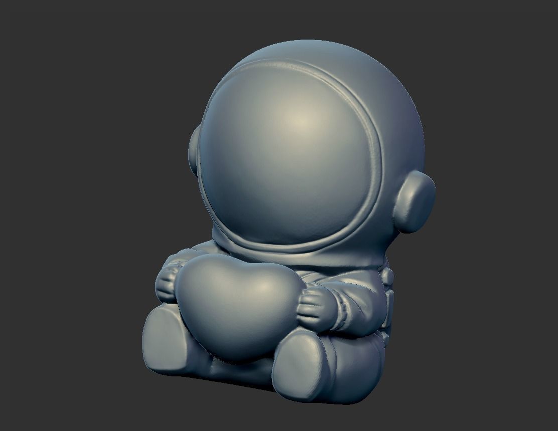 astronaut figurine holding heart 3D print model_4