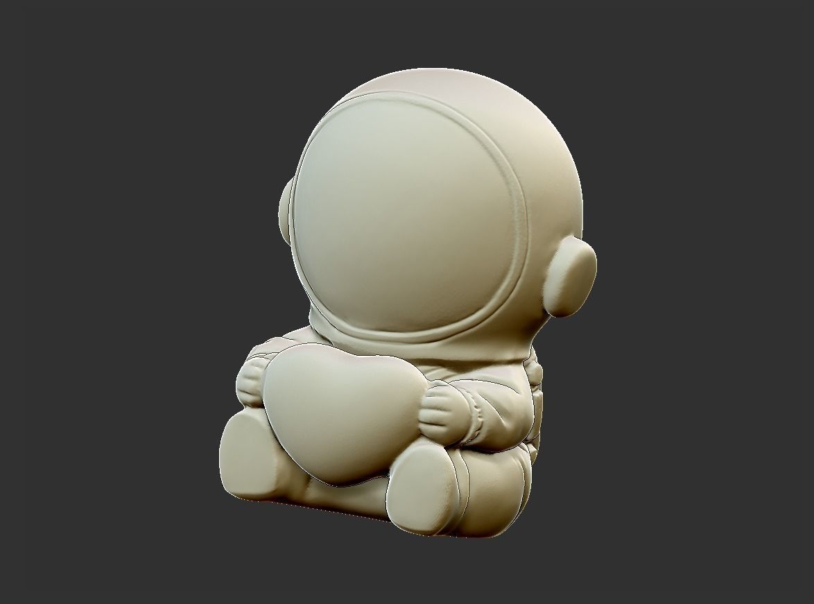 astronaut figurine holding heart 3D print model_3