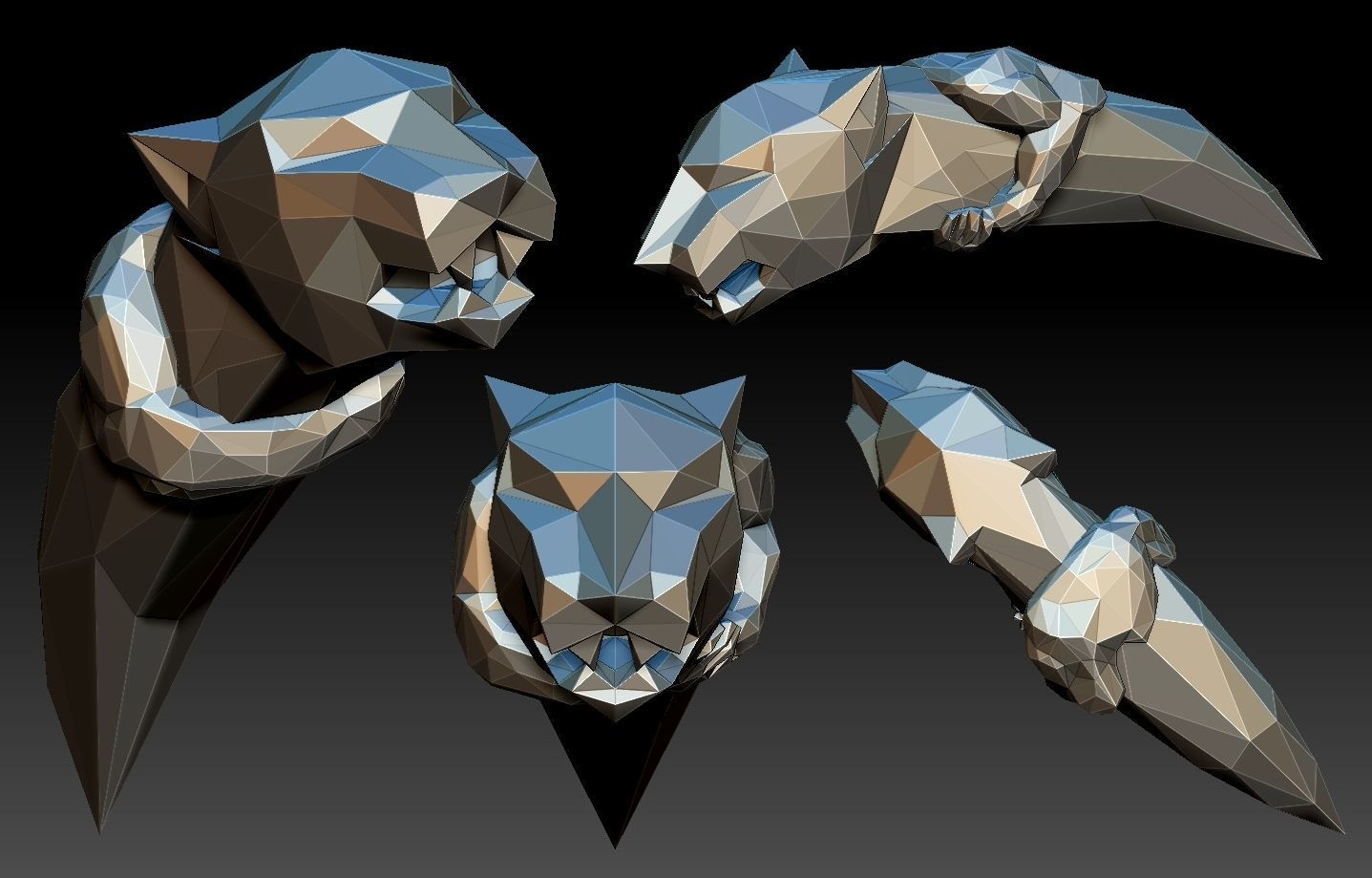 geometric puma 3D print model_5