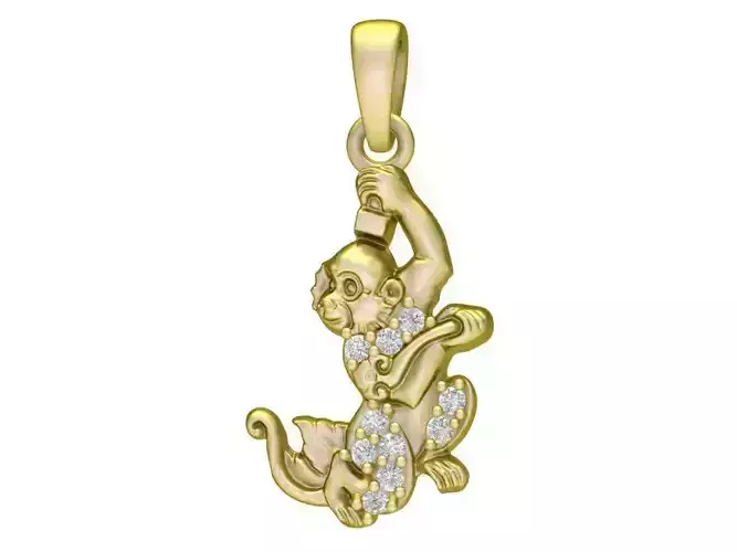 Women Monkey Pendant Jewelry 3D Model 3016