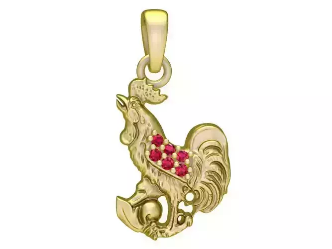 Luxury Rooster Pendant with Gemstone Accents 3019