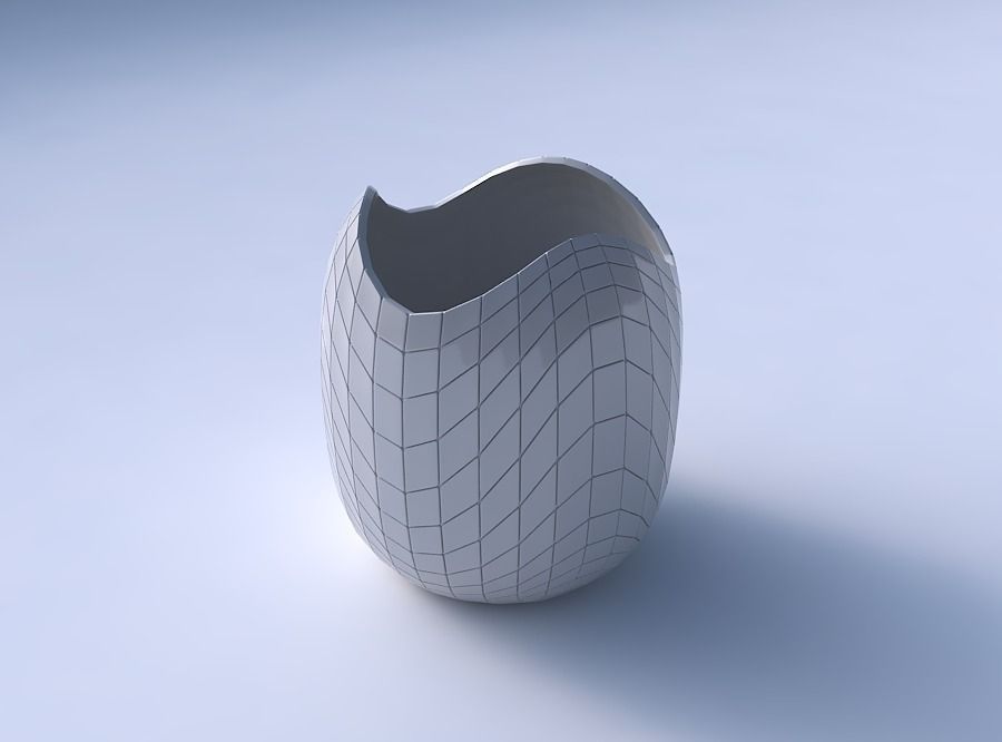 Bowl cylindrical with wavy grid plates 3D print model_3