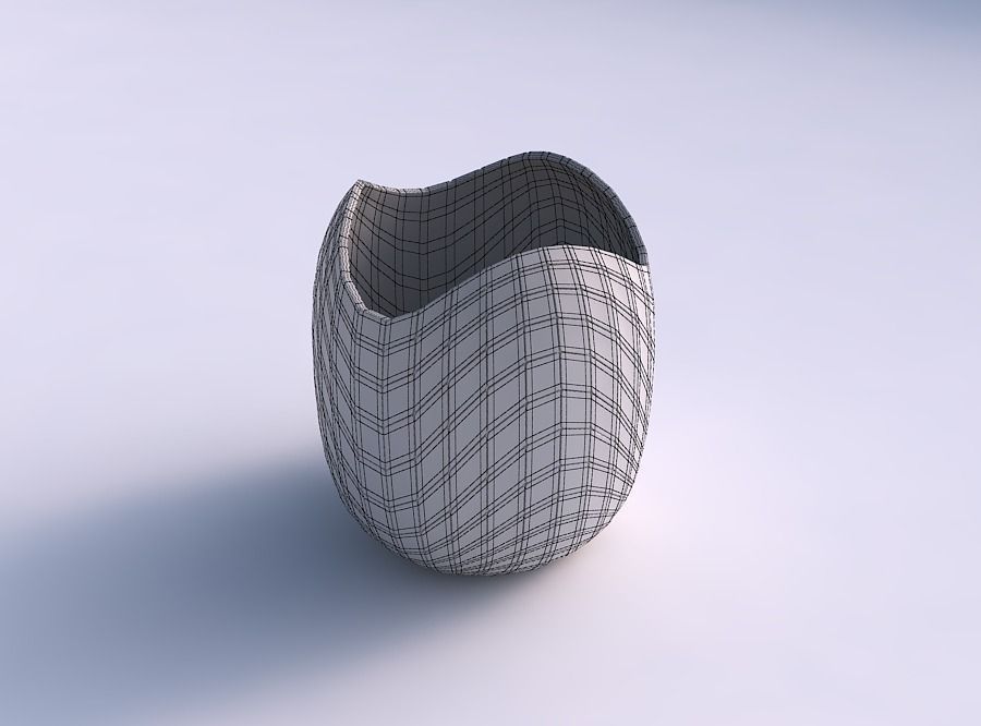 Bowl cylindrical with wavy grid plates 3D print model_5