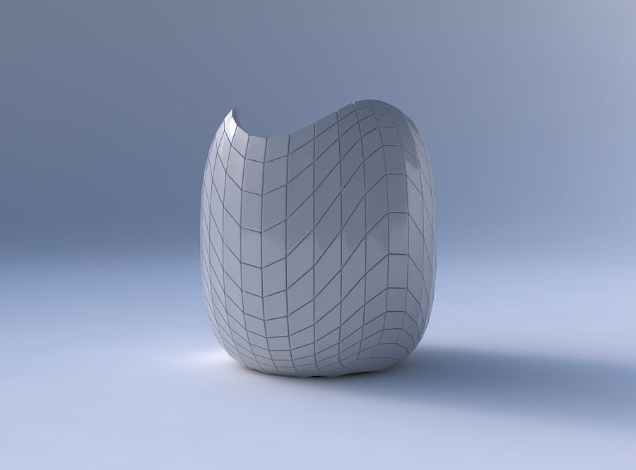 Bowl cylindrical with wavy grid plates 3D print model_4