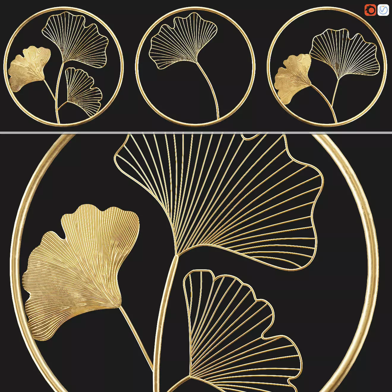 METAL WALL ART New Chinese style 3D model