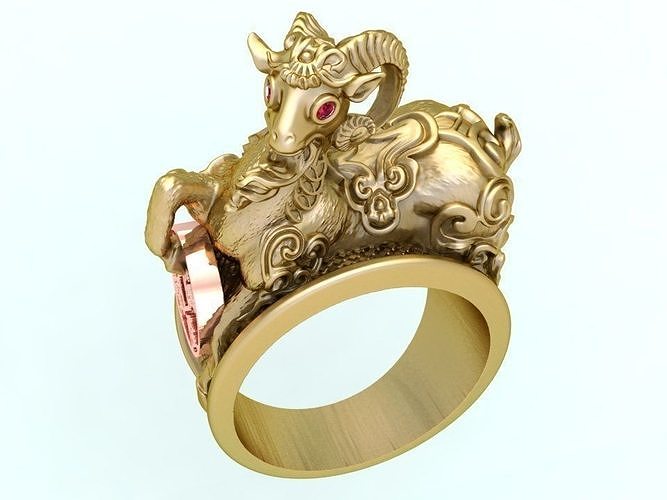 Goat ring - Men ring 3D print model