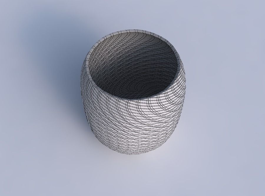 Bowl cylindrical with twisted diagonal grid plates 3D print model_6