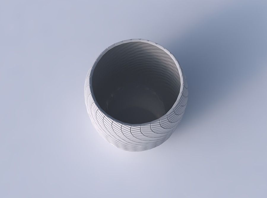 Bowl cylindrical with twisted diagonal grid plates 3D print model_2