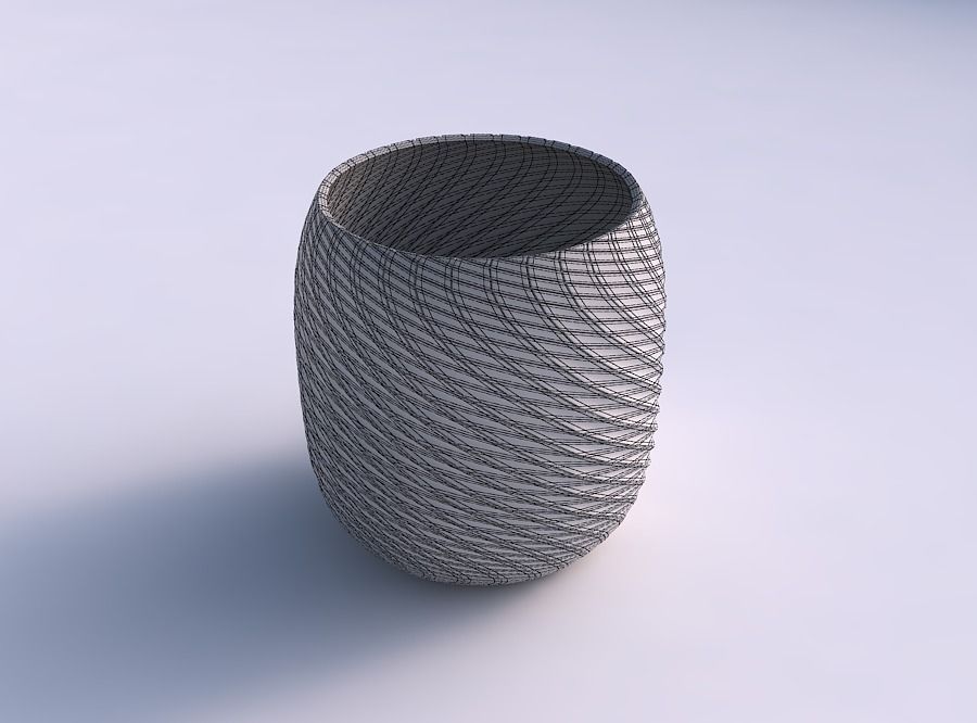 Bowl cylindrical with twisted diagonal grid plates 3D print model_5
