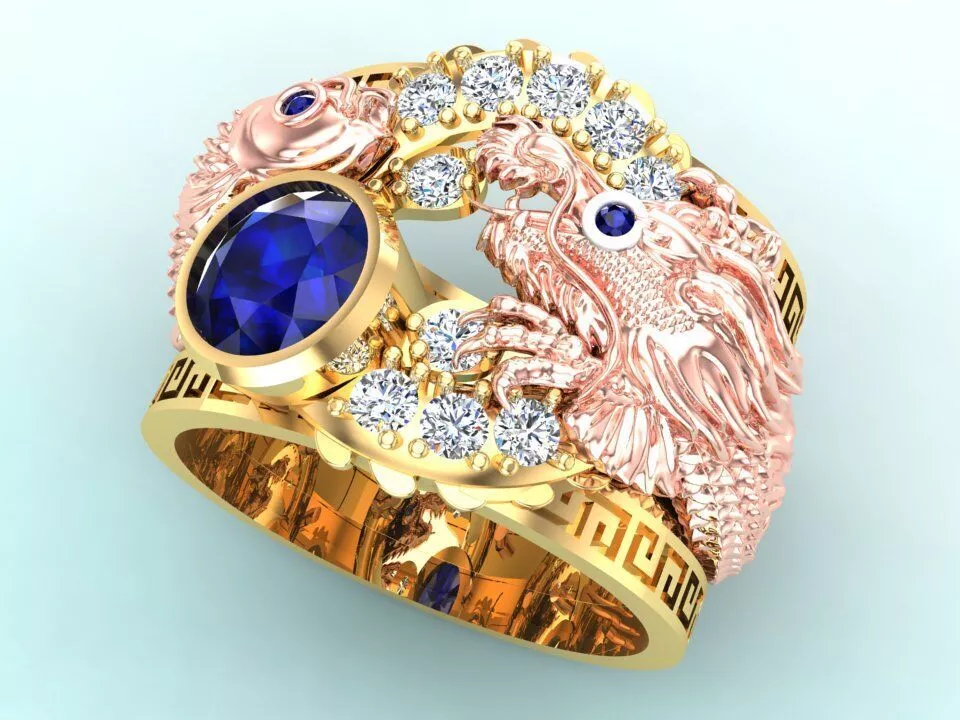 Dragon Carp ring - Dragon ring - Carp ring - N328 3D print model