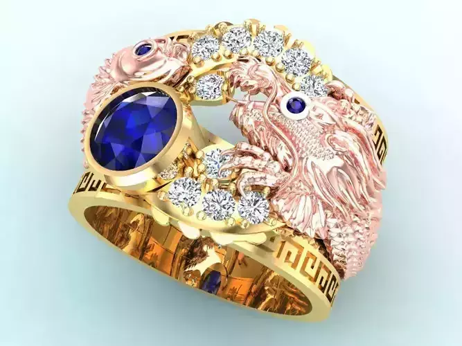 Dragon Carp ring - Dragon ring - Carp ring