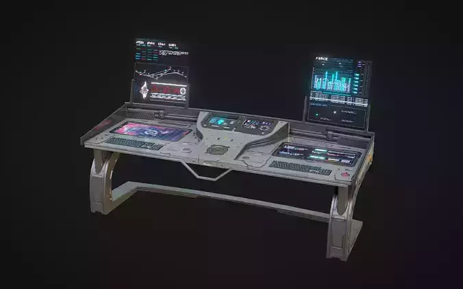 Sci Fi Lab Control Panel Low-poly 3D model