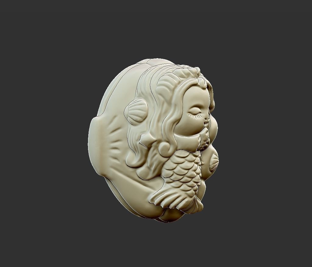 baby mermaid 3D print model_2