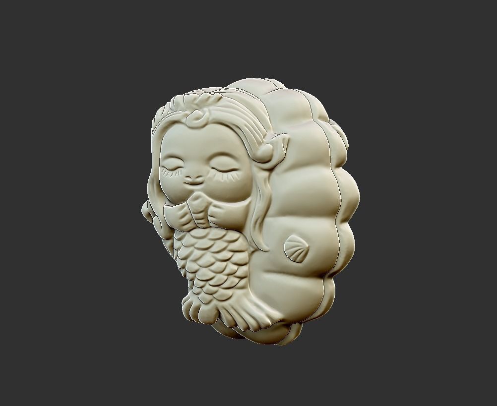 baby mermaid 3D print model_1