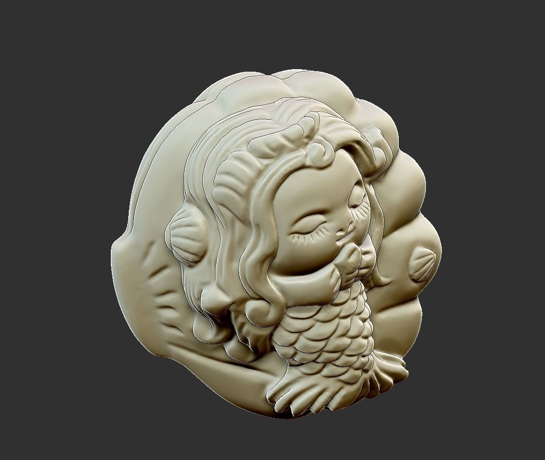 baby mermaid 3D print model_5