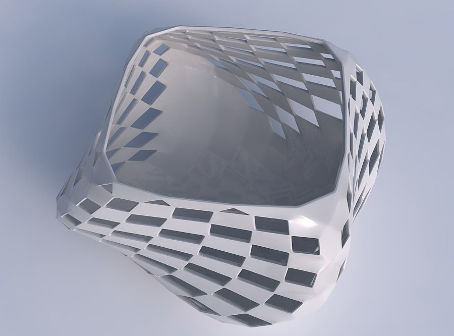 Bowl helix with checker grid lattice 2 3D print model_1