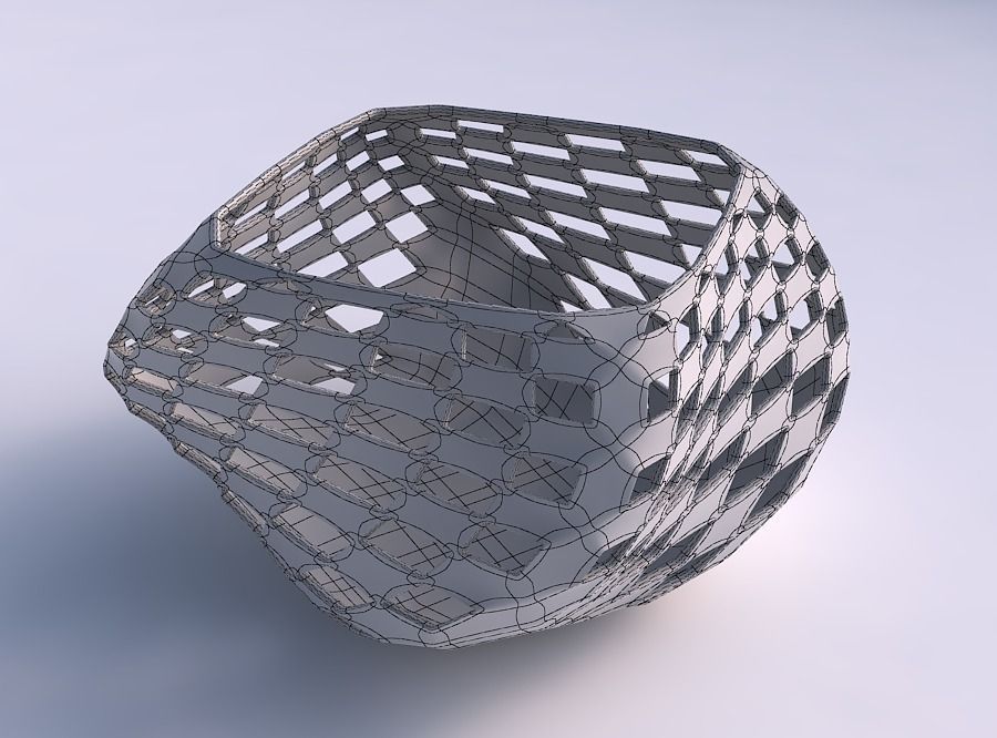 Bowl helix with checker grid lattice 2 3D print model_5