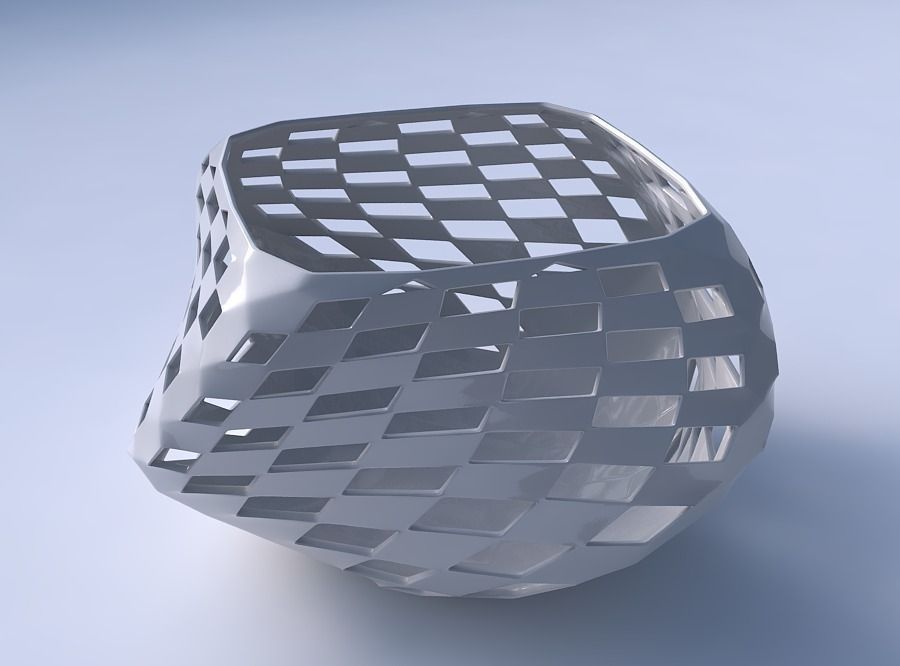 Bowl helix with checker grid lattice 2 3D print model_3
