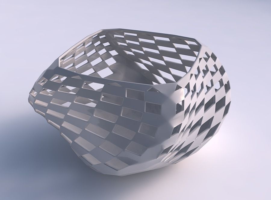 Bowl helix with checker grid lattice 2 3D print model_0