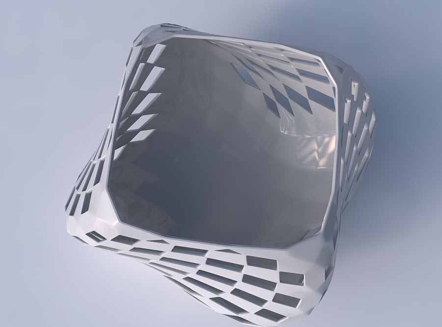 Bowl helix with checker grid lattice 2 3D print model_2